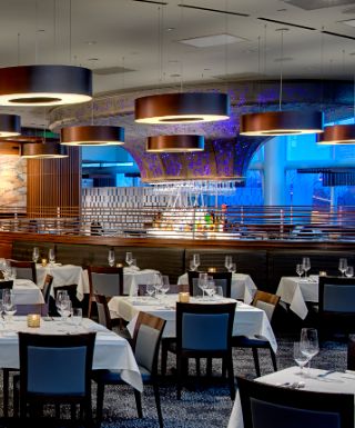 Prism Steakhouse in Hollywood Casino at Greektown at night